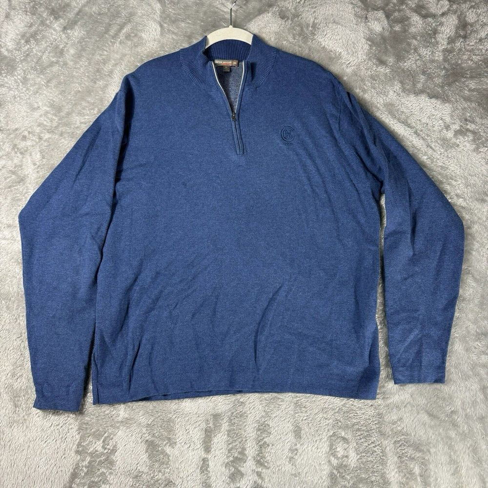 Peter Millar Jacket Mens XL Blue 1/4 Quarter Zip Crown Sport Performance Golf
